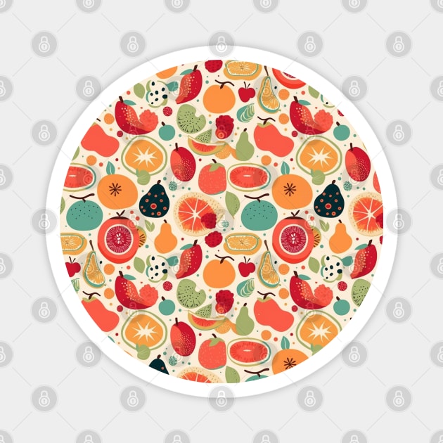 Colorful Fruit Motif in Seamless Pattern V2 Magnet by Family journey with God